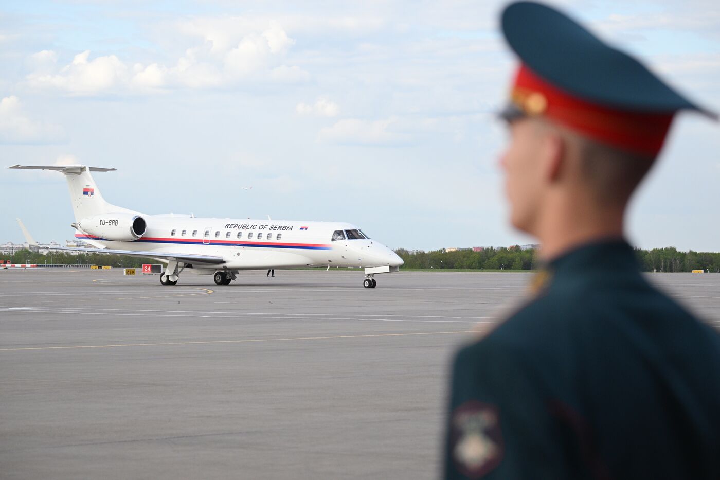 Прилет президента Сербии Александра Вучича в Москву для участия в праздновании 80-летия Победы