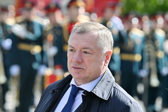 Заместитель председателя правительства РФ Марат Хуснуллин на Красной площади в Москве перед началом военного парада, посвященного 80-летию Победы в Великой Отечественной войне. Место: Россия, Москва. Автор: Илья Питалев/РИА Новости. Официальные лица на военном параде в честь 80-летия Победы