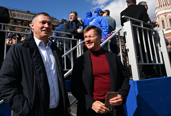Олимпийский чемпион по спортивной гимнастике Алексей Немов на Красной площади в Москве перед началом военного парада, посвященного 80-летию Победы в Великой Отечественной войне. Место: Россия, Москва. Автор: Пелагия Тихонова/РИА Новости. Москва. Военный парад, посвященный 80-летию Победы в Великой Отечественной войне