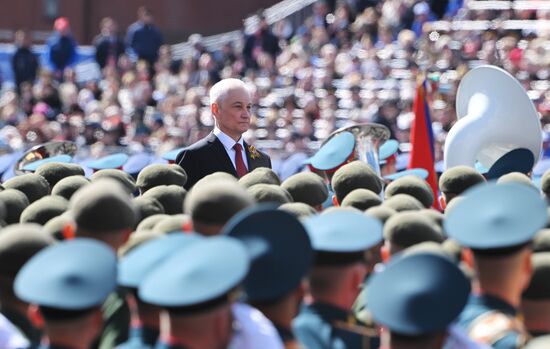 Министр обороны РФ Андрей Белоусов на Красной площади в Москве на военном параде, посвященном 80-летию Победы в Великой Отечественной войне. Место: Россия, Москва. Автор: Сергей Гунеев/РИА Новости. Москва. Военный парад, посвященный 80-летию Победы в Великой Отечественной войне