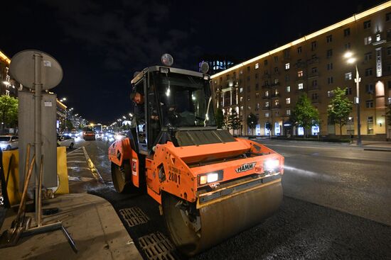 Замена асфальтового покрытия на Садовом кольце