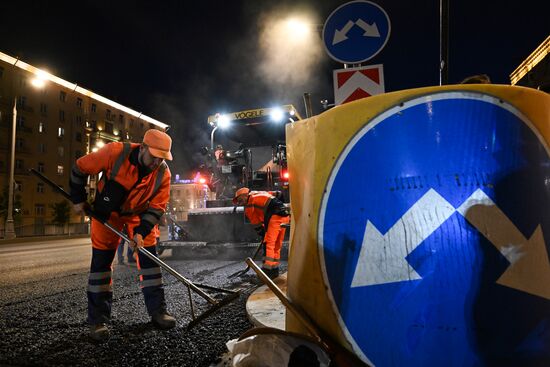 Замена асфальтового покрытия на Садовом кольце