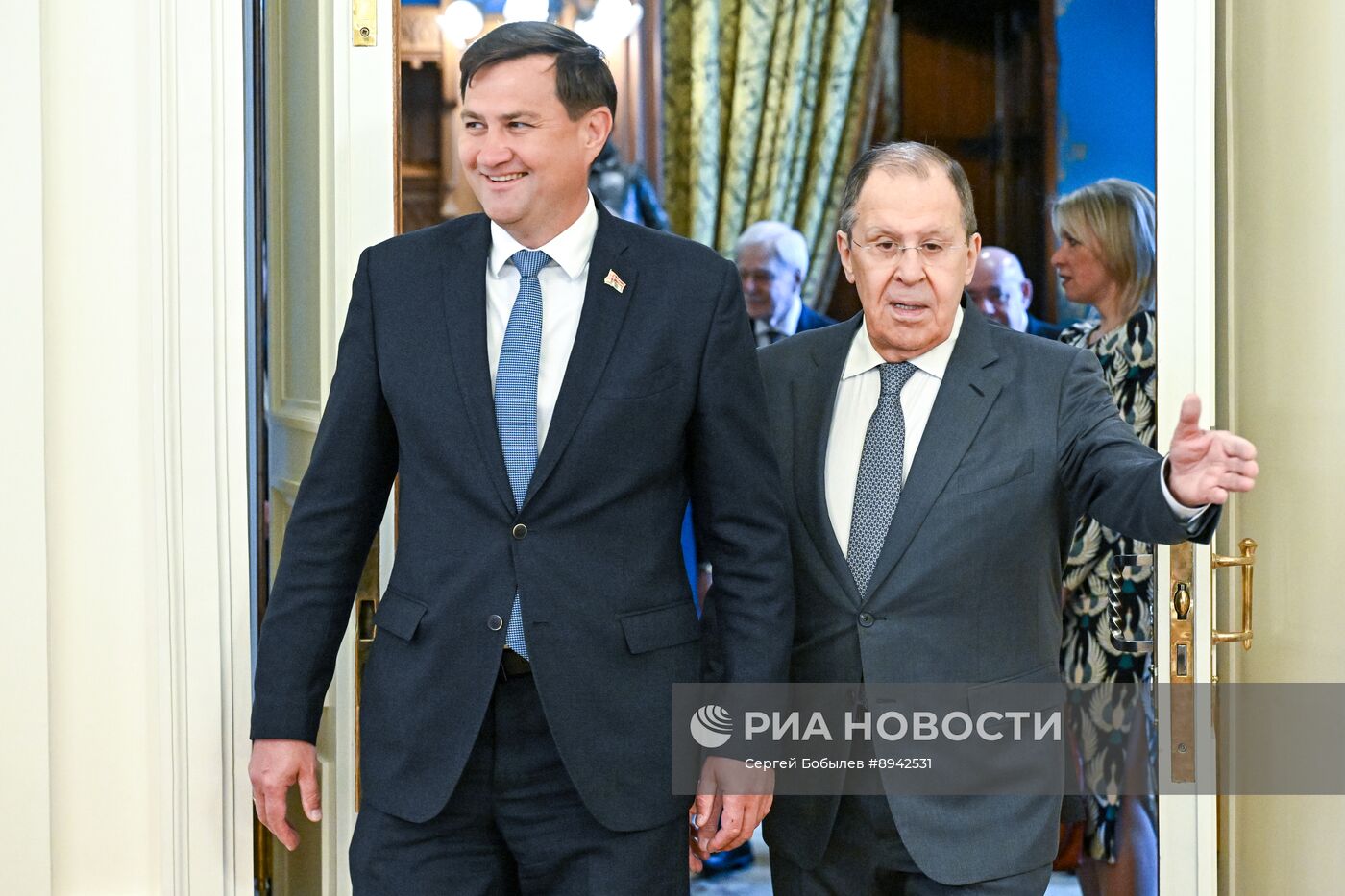 Встреча глав МИД РФ С. Лаврова и МИД Белоруссии М. Рыженкова