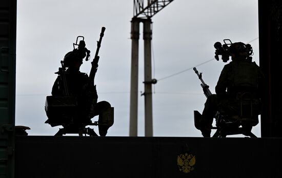 Боевое слаживание экипажа бронепоезда "Енисей" группировки войск "Центр"