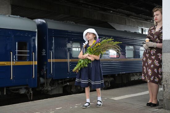 Встреча "Поезда памяти" на Казанском вокзале