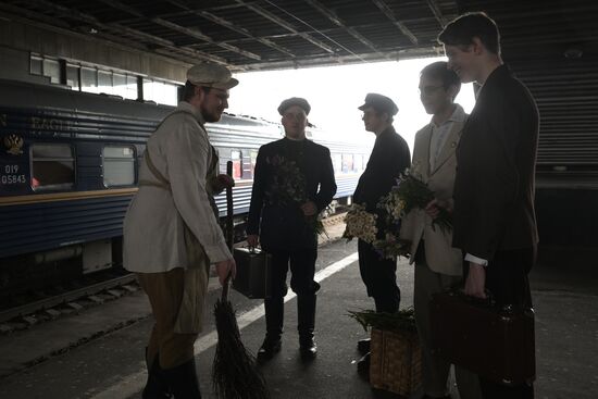 Встреча "Поезда памяти" на Казанском вокзале
