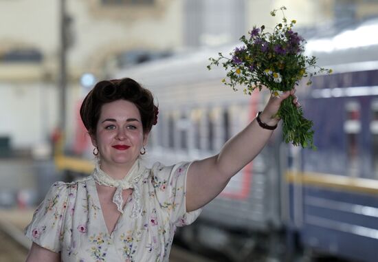 Встреча "Поезда памяти" на Казанском вокзале