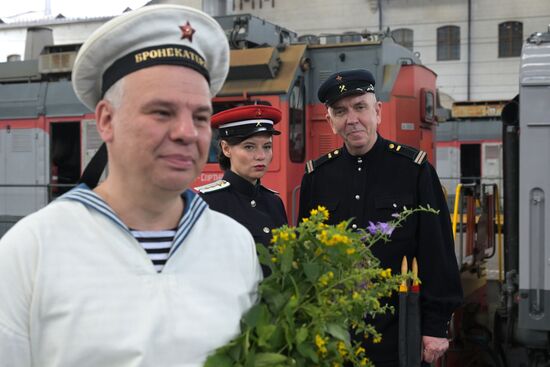 Встреча "Поезда памяти" на Казанском вокзале