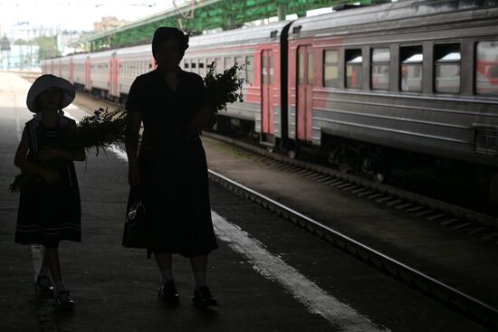 Встреча "Поезда памяти" на Казанском вокзале