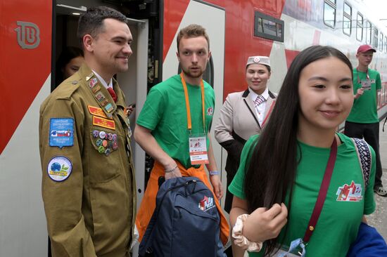 Встреча "Поезда памяти" на Казанском вокзале