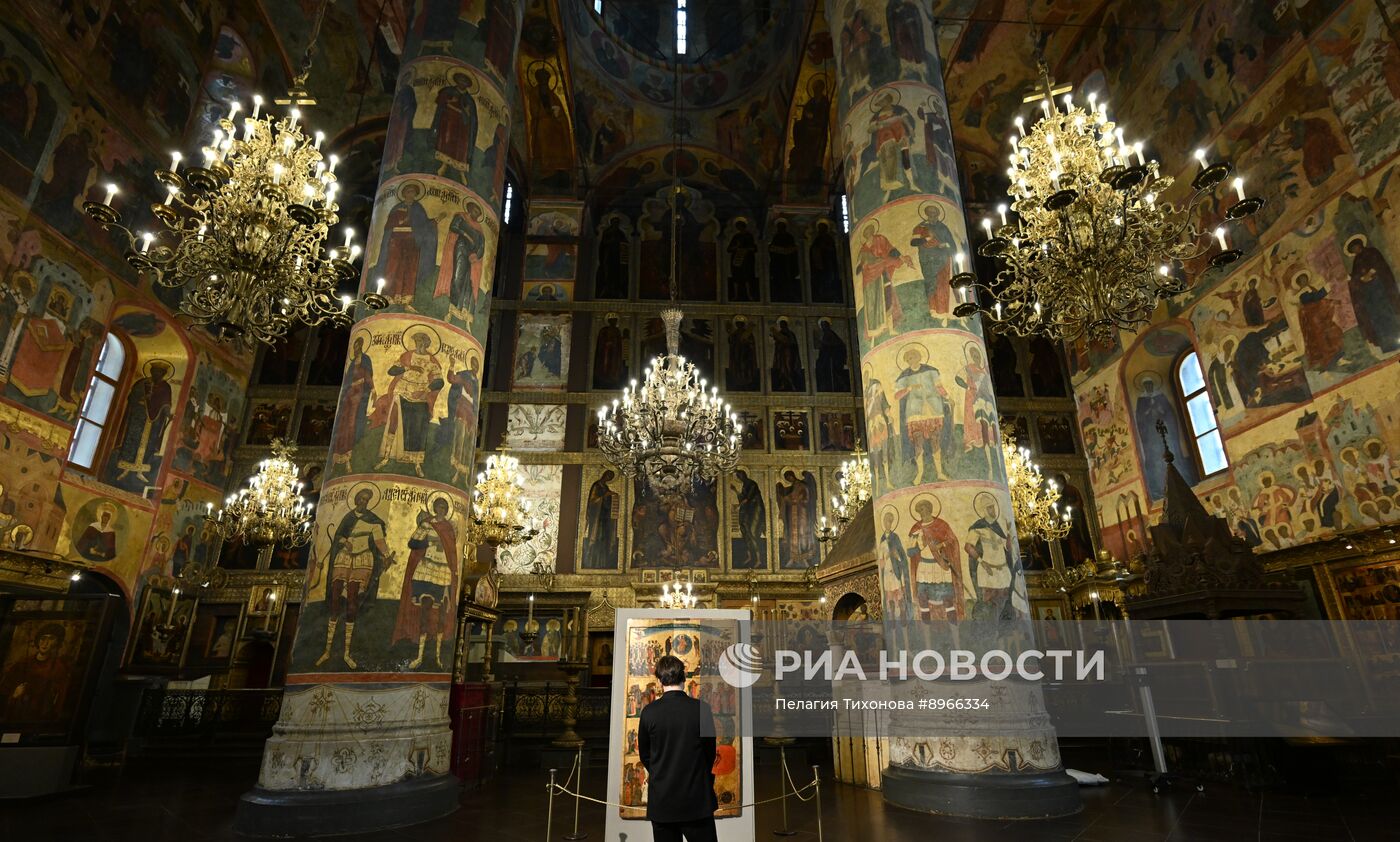 Презентация отреставрированной иконы "Страшный суд" в Успенском соборе