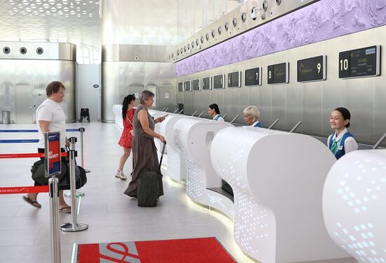 Прибытие первого рейса в аэропорт Геленджика после возобновления работы 