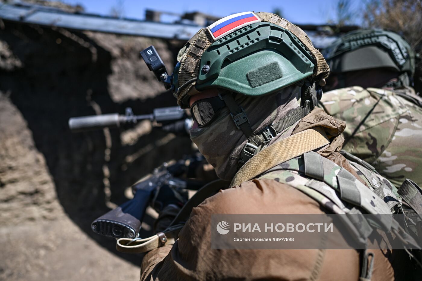 Отработка боевого слаживания военнослужащими 8-й разведывательной штурмовой бригады добровольческого корпуса Южной группировки войск в ЛНР