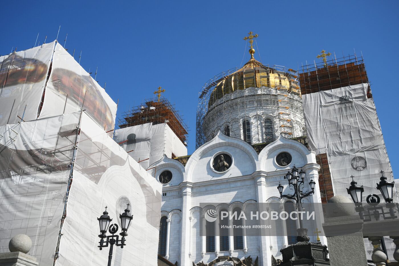 Реставрация куполов звонниц храма Христа Спасителя