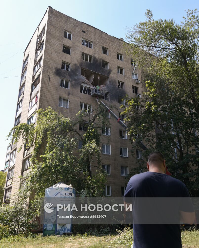 Последствия обстрела Донецка