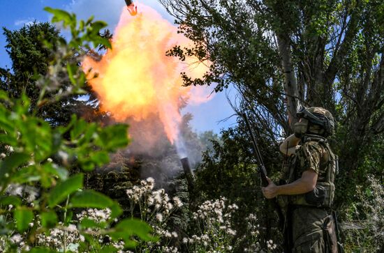 Боевая работа расчета миномета 2С4 "Тюльпан" группировки войск "Центр" в зоне СВО