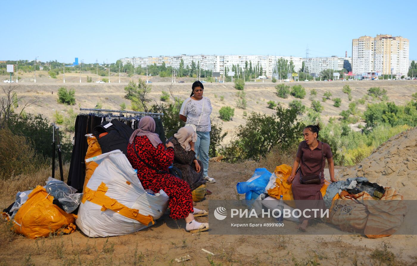 Пожар на рынке в Волгограде