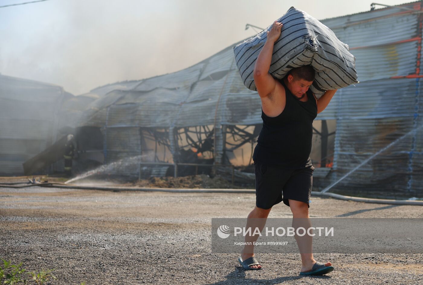 Пожар на рынке в Волгограде