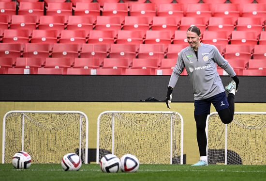 Тренировка национальной сборной России по футболу перед товарищескими матчами