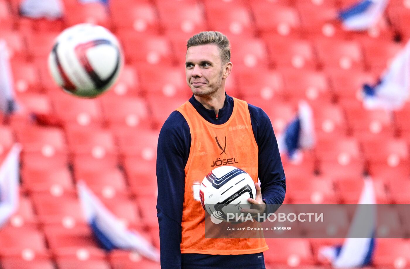 Тренировка национальной сборной России по футболу перед товарищескими матчами