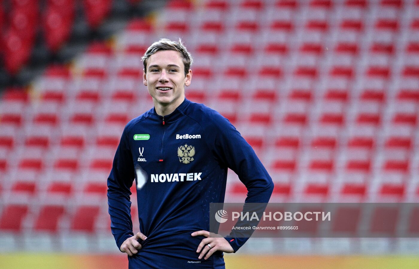 Тренировка национальной сборной России по футболу перед товарищескими матчами