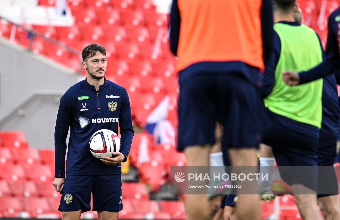 Тренировка национальной сборной России по футболу перед товарищескими матчами
