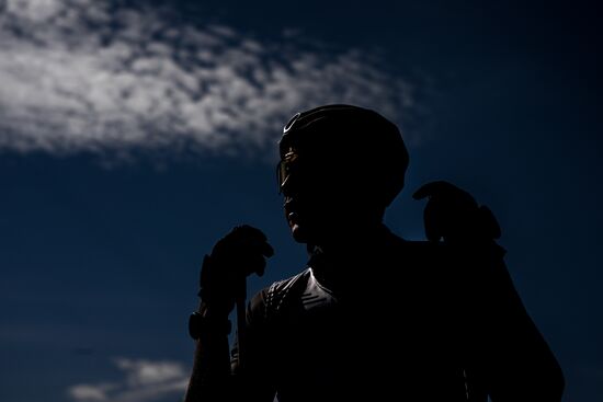 Тренировки перед началом чемпионата России по биатлону на лыжероллерах