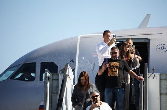 Первый рейс после возобновления работы аэропорта Краснодара