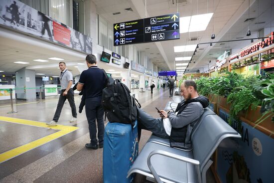 Первый рейс после возобновления работы аэропорта Краснодара