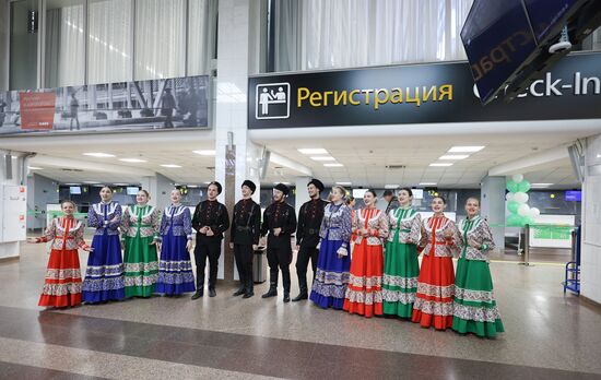 Первый рейс после возобновления работы аэропорта Краснодара