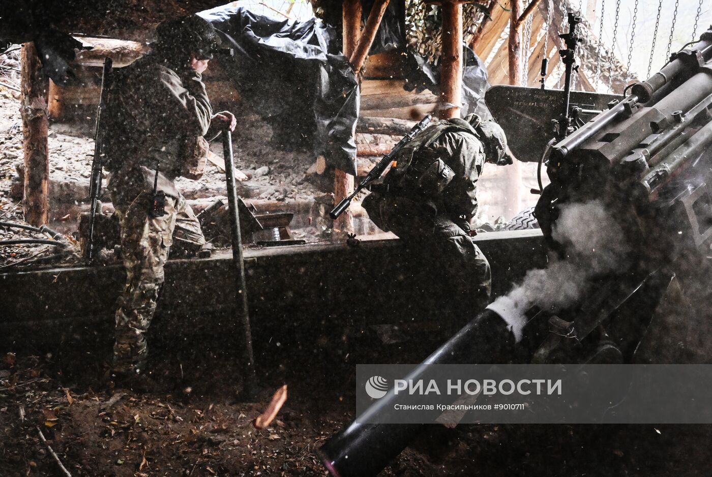 Боевая работа пушки "Гиацинт-Б" 25-й армии группировки войск "Запад" на Краснолиманском направлении СВО