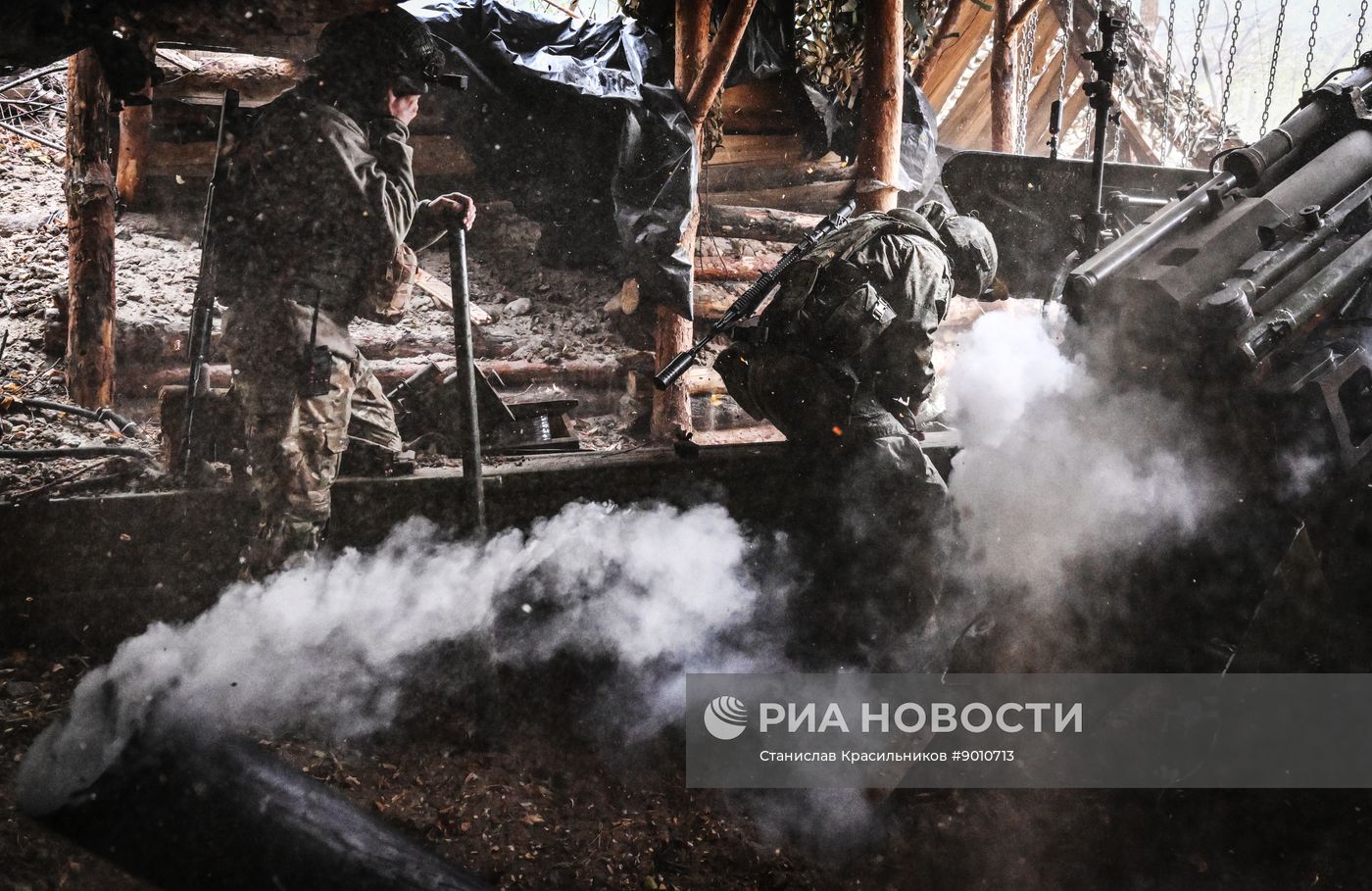 Боевая работа пушки "Гиацинт-Б" 25-й армии группировки войск "Запад" на Краснолиманском направлении СВО 