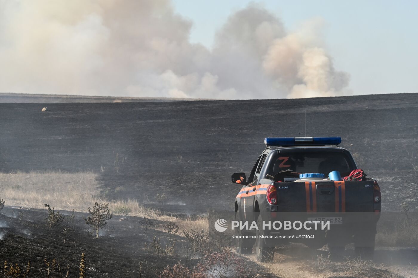 Ландшафтный пожар в Симферопольском районе Крыма