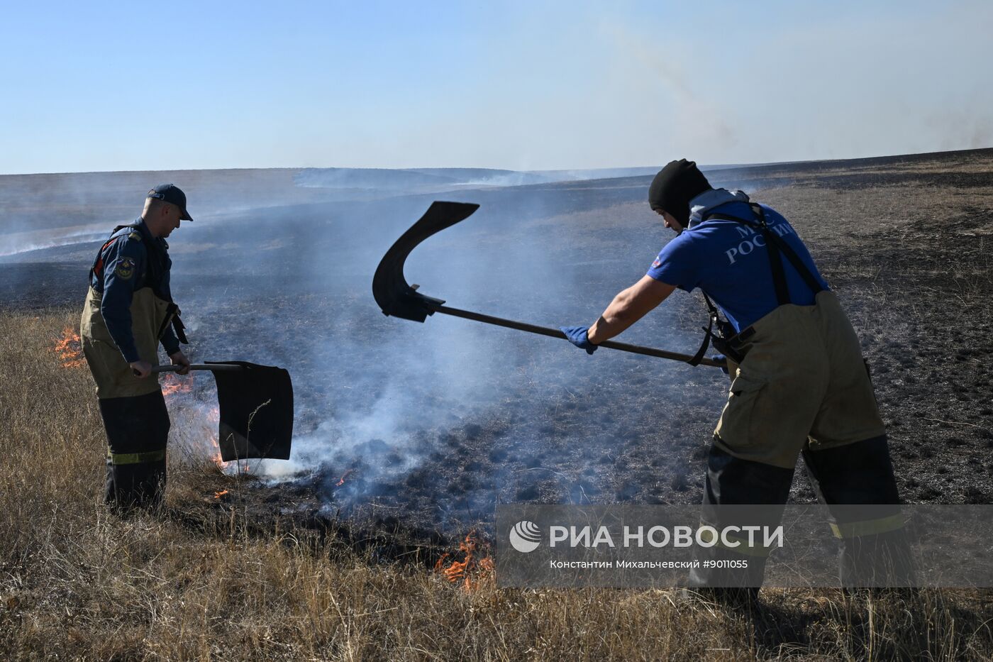 Ландшафтный пожар в Симферопольском районе Крыма