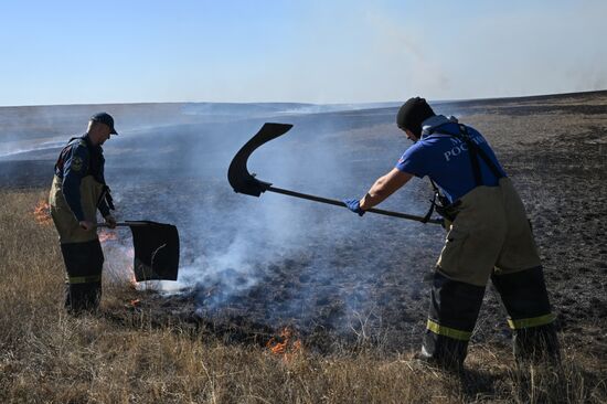 Ландшафтный пожар в Симферопольском районе Крыма