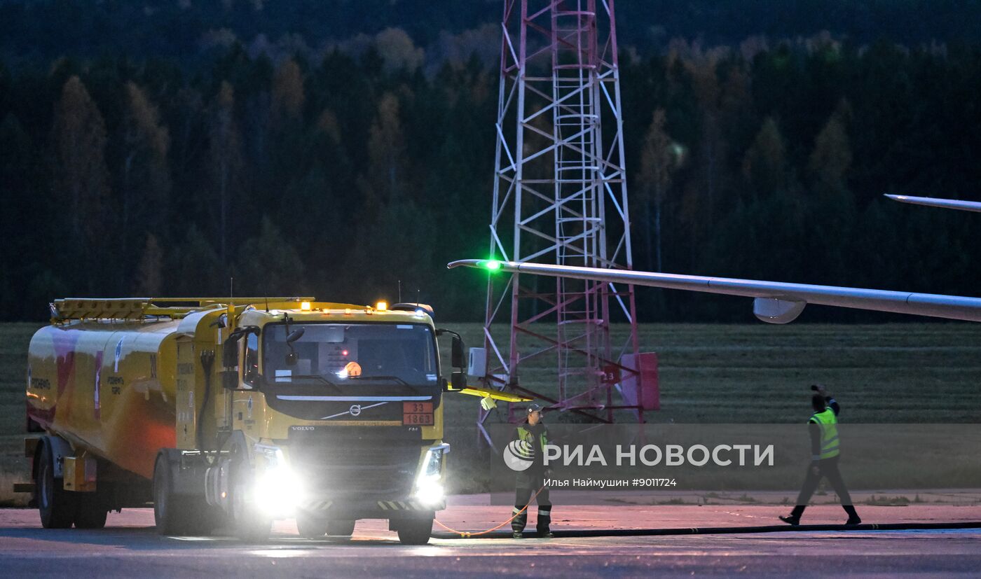 Работа международного аэропорта Красноярск