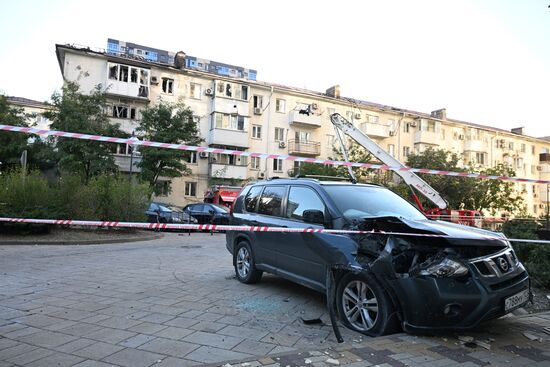 Последствия ударов дронов ВСУ по Новороссийску