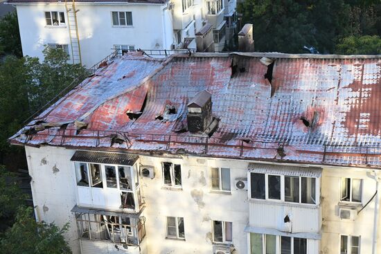 Последствия ударов дронов ВСУ по Новороссийску