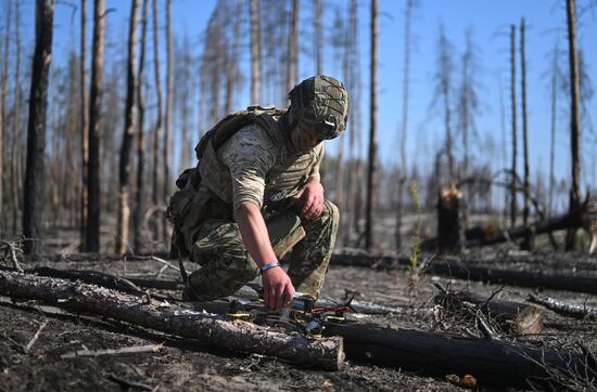 Боевая работа расчета FPV-дронов группировки "Запад" на Краснолиманском направлении СВО