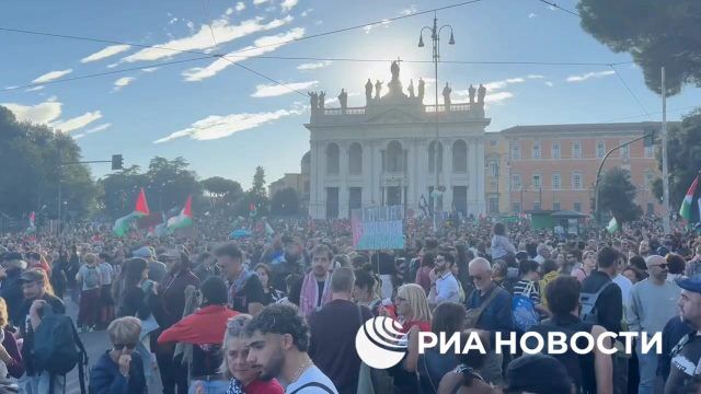 Пропалестинский митинг в Риме