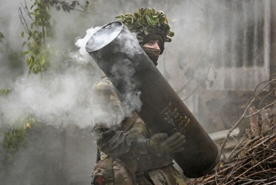 Боевая работа расчета пушки 2С5 "Гиацинт-С" группировки войск "Центр" в зоне СВО