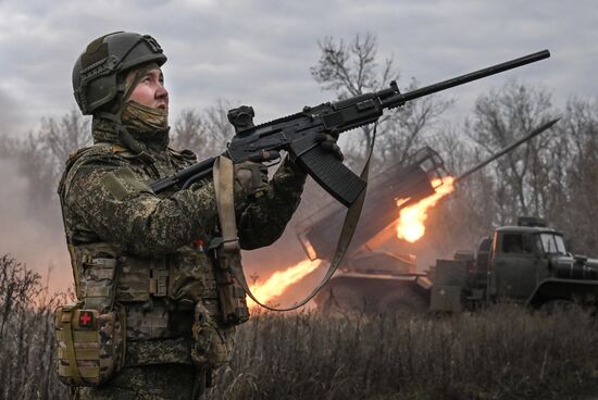 Боевая работа РСЗО "Град" группировки войск "Центр"