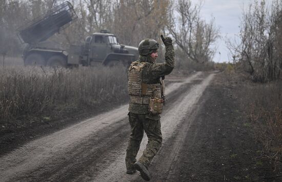 Боевая работа РСЗО "Град" группировки войск "Центр"