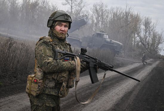 Боевая работа РСЗО "Град" группировки войск "Центр"