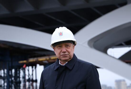 Строительная площадка Большого Смоленского моста в Санкт-Петербурге