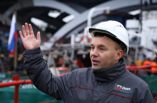 Строительная площадка Большого Смоленского моста в Санкт-Петербурге