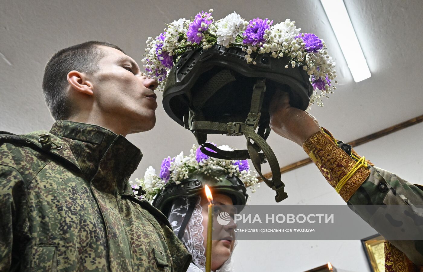 Венчание военнослужащего группировки "Центр" в зоне СВО
