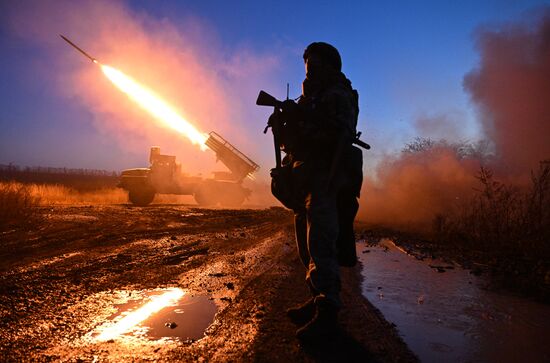 Боевая работа РСЗО "Град" группировки войск "Центр" в зоне СВО