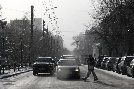 Морозная погода в Новосибирске