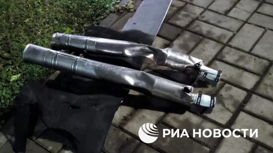 Место падения обломков украинского беспилотника в Курске